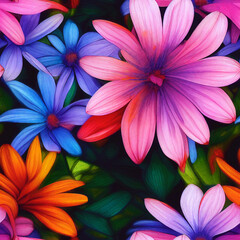 Cute pattern of colorful flowers
