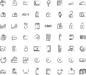 ミニビジネスアイコンセット　筆書き