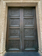 old wooden door on Šibenik Cathedral in croatia