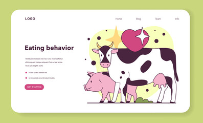 Pig and cow in a pasture. Vegan or vegetarian lifestyle and love