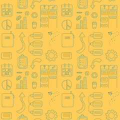 Doodle business and management vector seamless pattern