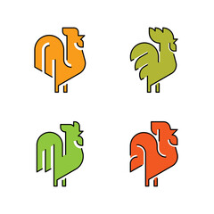 Set of Rooster, Rooster Logo. Icon design. Template elements