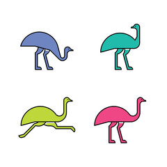 Set of Ostrich, Ostrich Logo. Icon design. Template elements