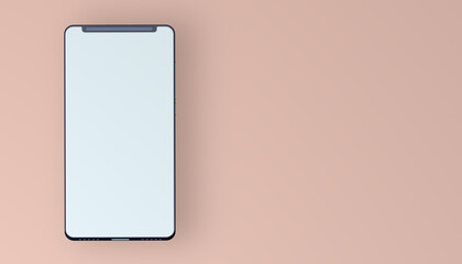 White touchscreen mobile phone mockup with empty insertion space.