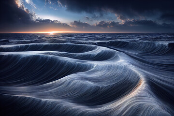 High Detail Wave of Sea. Abstract Blue Scenery. Beautiful Background. For Web, UI, Novel, Game, AD, Wallpaper.