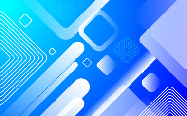 Dynamic abstract flat geometric with gradient blue background