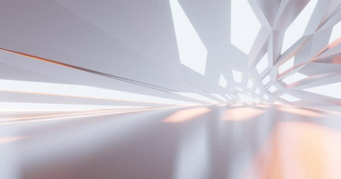 Futuristic abstract background cristal arched interior 3d animation