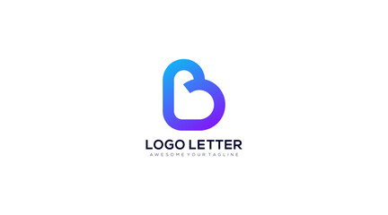 Letter B Love Logo Design Symbol Icon Vector