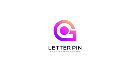 
letter G with location symbol logo design icon vector
