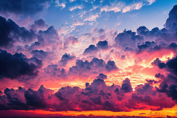 Fototapeta premium Sky Panorama Night with Magnificent Clouds, Beautiful Atmosphere Background.