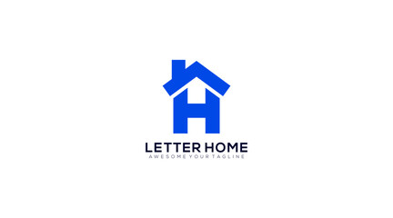 Abstract vector logo combines house and the letter H logo design
