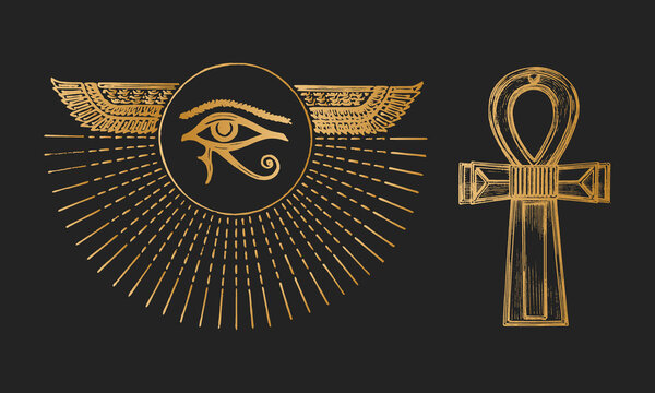 The Eye of Horus and the Ankh,vector illustrations