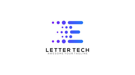 Digital Tech Letter Initial E Logo Design Template
