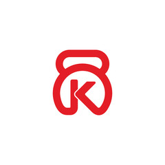 kettlebell letter k arrow geometric red logo vector