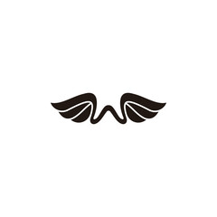 letter w wings imple geometric curves logo vector