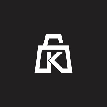 letter k padlock simple geometric line logo vector