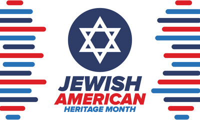 Jewish American Heritage Month. Celebrated annual in May. Jewish American contribution to the history United States. Star of David. Israel symbol. Poster, card, banner and background. Vector