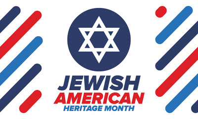 Jewish American Heritage Month. Celebrated annual in May. Jewish American contribution to the history United States. Star of David. Israel symbol. Poster, card, banner and background. Vector