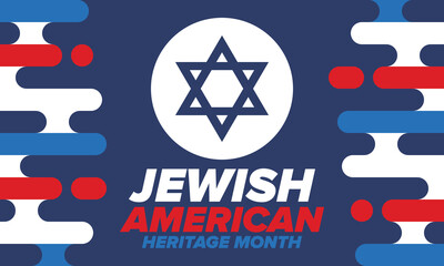 Jewish American Heritage Month. Celebrated annual in May. Jewish American contribution to the history United States. Star of David. Israel symbol. Poster, card, banner and background. Vector