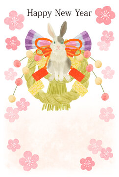 年賀　ウサギしめ飾り