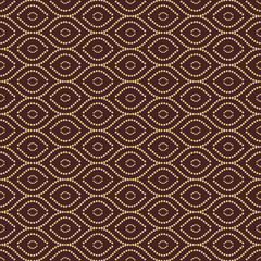 Seamless vector brown and golden dotted ornament. Modern wavy background. Geometric modern pattern