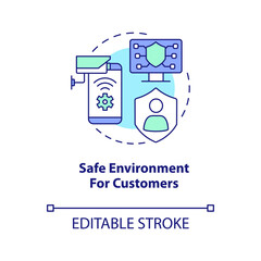 Safe environment for customers concept icon. Online security. Internet users safety abstract idea thin line illustration. Isolated outline drawing. Editable stroke. Arial, Myriad Pro-Bold fonts used