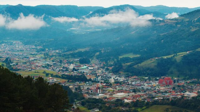 Town of Urubici during cloudy day in Brazilian mountains