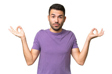 Fototapeta premium Young handsome caucasian man over isolated background in zen pose