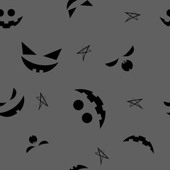 Vector. Seamless repeating cartoon face pattern. Thanksgiving, Halloween concept. Seasonal print for textiles, holiday background, gift wrapping, invitations. Autumn concept, plant compositions.