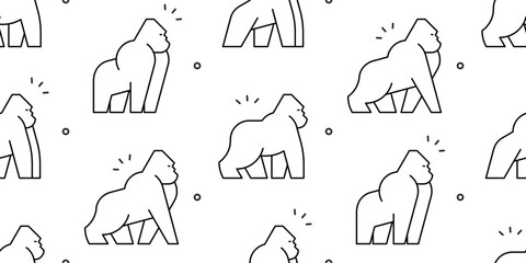 Seamless pattern with Gorillas. isolated on white background