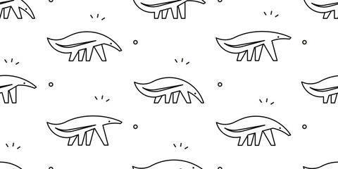 Seamless pattern with Anteaters. isolated on white background