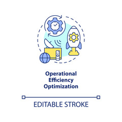 Operational efficiency optimization concept icon. Use IoT in telecommunication abstract idea thin line illustration. Isolated outline drawing. Editable stroke. Arial, Myriad Pro-Bold fonts used