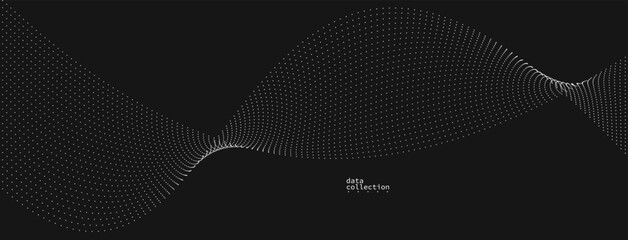 Dark grey airy particles flow vector design, abstract background with wave of flowing dots array, digital futuristic illustration, nano technology theme.