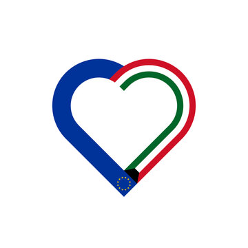 recommend clip art: friendship concept. heart ribbon icon of european union and kuwait flags. vector illustration isolated on white background