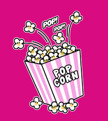 ILLUSTRATION POPCORN JUMPING OUT OF PACKAGING