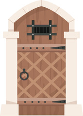 Medieval wooden door with arch