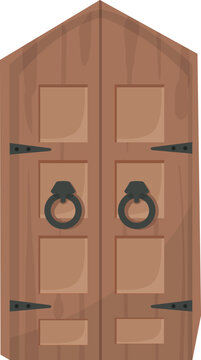 Medieval wooden swing doors illustration