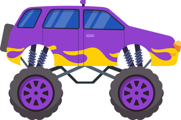 Monster truck vehicle flat illustration