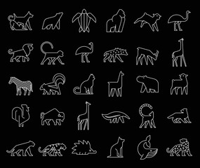 Animals logos collection. Animal logo set. Isolated on Black background	