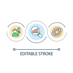 Farming income loop concept icon. Profitable agriculture. Business adjustment research. Grow revenue abstract idea thin line illustration. Isolated outline drawing. Editable stroke. Arial font used