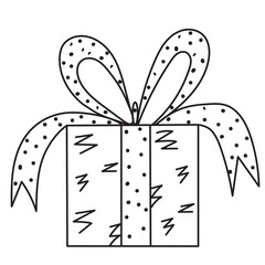 gift with bow sketch ,contour isolated vector