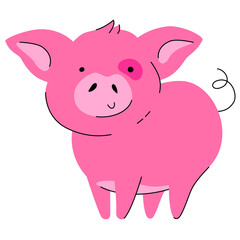 Cute pig - flat design style character
