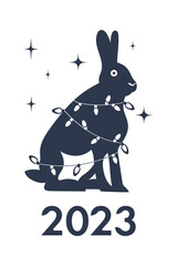 Symbol of the new year 2023 black water rabbit