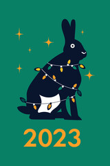 Symbol of the new year 2023 black water rabbit