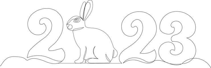 2023 rabbit drawing in one continuous line