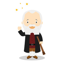 Galileo Galilei cartoon character. Vector Illustration. Kids History Collection. - 540727921