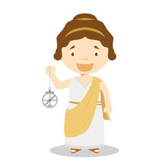 Hypatia of Alexandria cartoon character. Vector Illustration. Kids History Collection. - 540727926