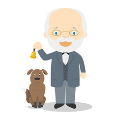 Ivan Pavlov cartoon character. Vector Illustration. Kids History Collection.