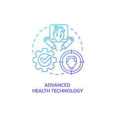 Progressive medical technology blue gradient concept icon. Competitive advantage in healthcare abstract idea thin line illustration. Isolated outline drawing. Myriad Pro-Bold font used