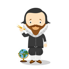 Johannes Kepler cartoon character. Vector Illustration. Kids History Collection. - 540727967